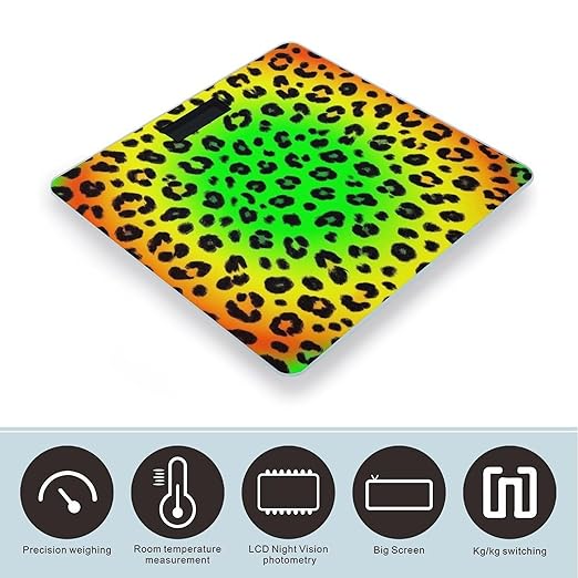 Smart Scale for Body Weight Automatic Switch Digital Bathroom Weighing Scale Rasta Flag Color Cheetah Leopard Print Floral