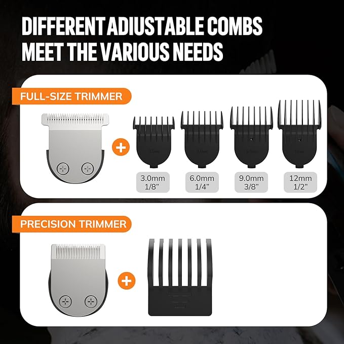 Beard Trimmer for Men Hair Clippers - 6 in 1 Professional Grooming Kit Cordless Hair Clipper Trimmers Set WaterproofElectric Shaver Razor for Face Nose Body Mustache