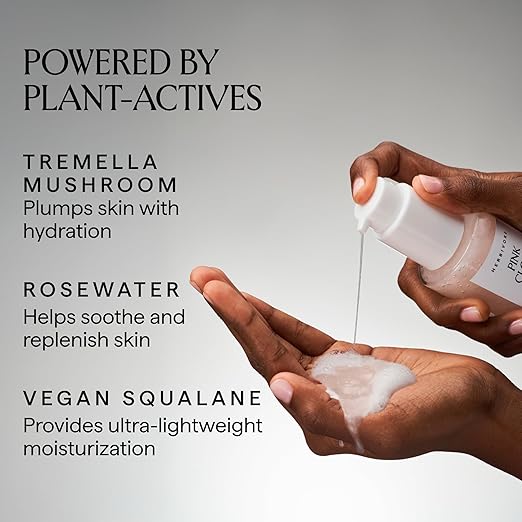 HERBIVORE Pink Cloud Creamy Jelly Cleanser | Hydrating Face Wash with Rosewater Squalane + Tremella Mushroom Gently Cleanses + Removes Makeup Vegan Plant-Based Cruelty-Free 100 mL / 3.4 oz