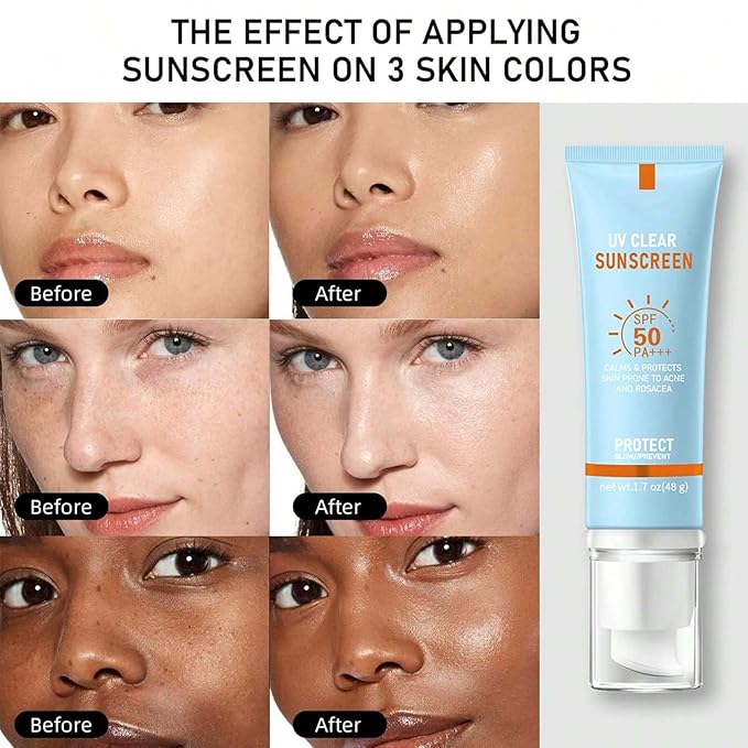 Hydrating Clear Face Sunscreen SPF 50 – Non-Sticky Sun Essence with Broad Spectrum UVA/UVB Protection Travel Size 50ml (1.7oz)