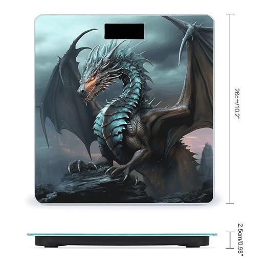 Cool Dragon Scale for Body Weight Safe Rounded Corners Tempered Glass Digital Bathroom Scale LED Display 400lb Capacity Weight Scales with High Precision Sensors