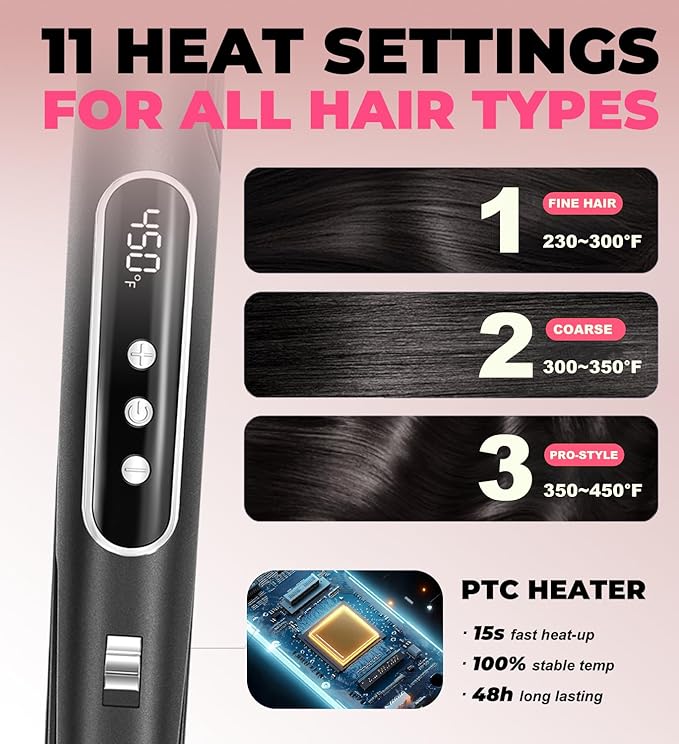 Hair Straightener and Curler - Flat Iron Curling Iron in One - Twist Straightening Curling Iron Combo - Digital LCD Display &amp Dual Voltage - Multi-Styler - Gifts for Women