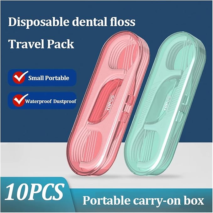 Manual Toothbrush 10Pcs/Box Floss Toothpick Set Interdental Brush Dental Floss Pick Portable Toothpick Floss Teeth Cleaner with Storage Tube Toothbrush(Blue)