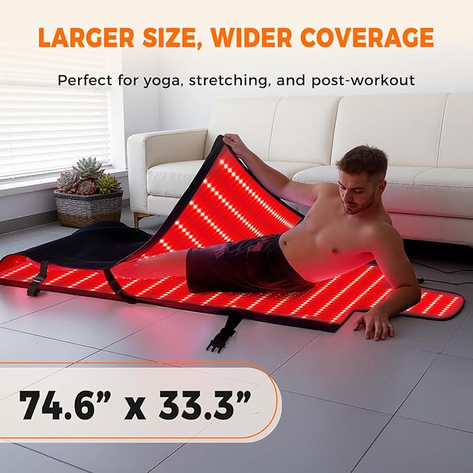 1000 LEDs Dual Full Body Red Light Therapy Mat Red Light Therapy Blanket 2in1 LEDs(660nm&amp 850nm) Premium Leather Adjustable Timer &amp Intensity