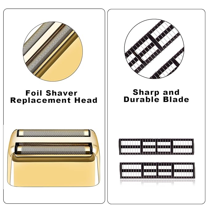 Replacment Foil and Cutter for Babyliss Pro MetalFX Double Foil Shavers Head2 CountGold