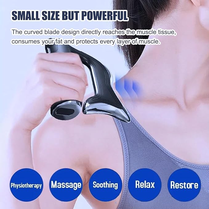Electric Fascia Massager Guasha Scraper Muscle Relaxing Release Pressure Electric Scraping Tool Muscle Relaxation StimulatoWhite