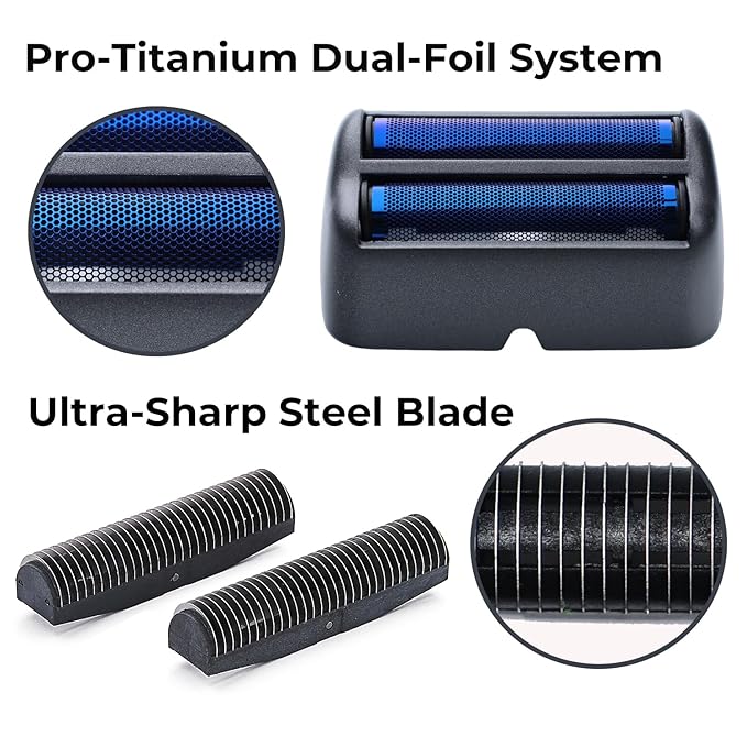 Replacement Foil and Cutter for BaBylissPRO UV Double Foil Shavers - Hypoallergenic Extra-close Shaver Replacement Headfor use with UV Foil Shavers ONLY (Gray（FXLRF2）)