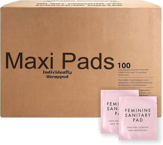 100 Bulk Pads with Wings Individually Wrapped for Women Homeless Postpartum Hospitals Feminine Incontinence Menstruation Sanitary Pads for Women