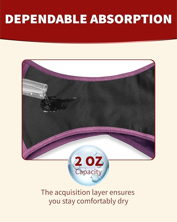 Washable Incontinence Underwear for Women 2 oz Ladies Leak Proof Briefs for Postpartum Bladder Control 2 Pack (Beige XL)