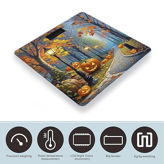 Pumpkin Autumn Scenery Scale for Body Weight Highly Accurate Digital Bathroom Body Scale Digital Bathroom Scales for People Anti-Slip Large LCD Display Smart Scales
