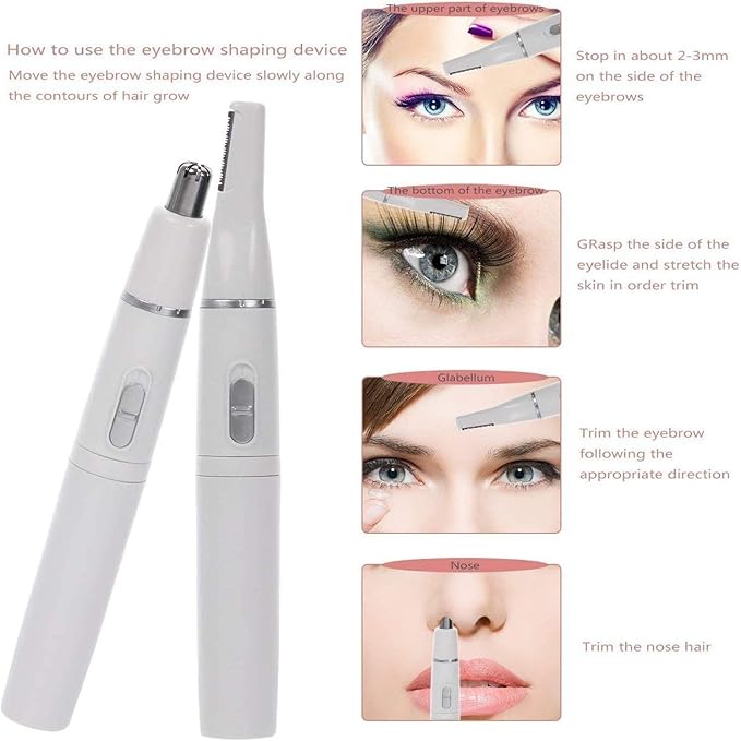 2-in-One Nose Trimmer Electric Eyebrow TrimmerEyebrow Trimmer Nose Hair Trimming Hair Removal Device