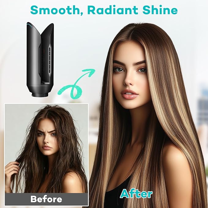 Hair Straightener Attachment for Dyson Airwrap HS01 HS05 HS08 Pre-Styling Dryer Brush for Curly Hair Professional Salo Hair Accessories (Black)