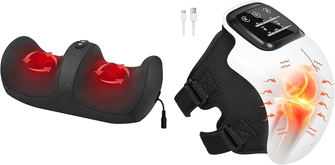 Medcursor Shiatsu Foot Massager and Cordless Heated Knee Massager White