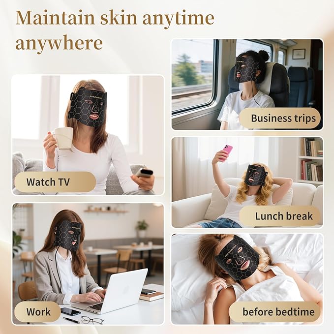 Red Light Therapy for Face LED Light Therapy Mask with 400 LED Beads 4 Modes 2000mAh Controller 850nm Near Infrared for Anti-Aging at Home &amp Travel