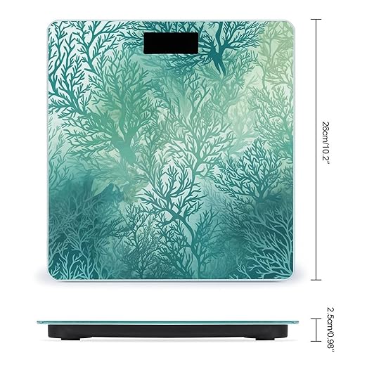Green Sea Blue Seaweed Weight ScaleClear LED Display Bathroom Digital Weighing ScaleTempered Glass Digital Bathroom Scale for Body Weight Capacity Up to 400 Lbs