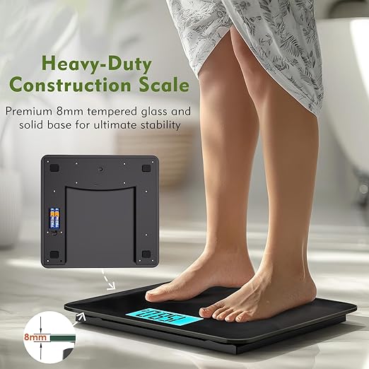 560lbs Bathroom Scale for Body Weight Over 500 lbs Accurate Digital Weighing Machine with Wide Platform 12.2 x 12.9 Large Backlit LCD DisplayHigh Capacity for Heavy Duty Seniors