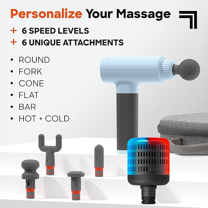 Sharper Image Powerboost 3.0 Deep Tissue Massage Gun Bundle with Hot &amp Cold Dual Temperature Attachment