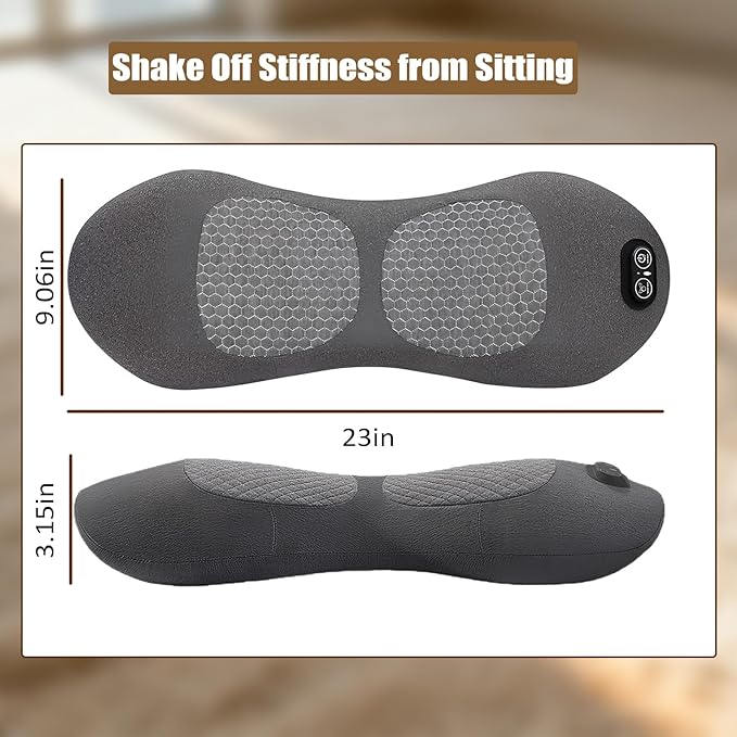 Smooth Spine Triple Fusion Back Massager 3-in-1 Electric Lumbar Support Pillow Heat Vibration Massage Lower Back Spine Decompression Device with Traction for Neck and Shoulder and Backs (Dark Gray)
