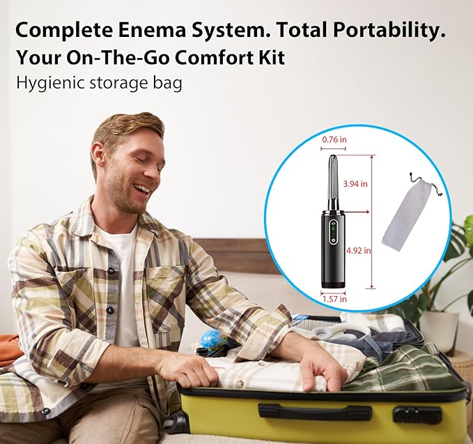 Upgrade Enema Anal Douche  Waterproof Touch Control Enemas-Douches for Men &amp Women Colon Cleanse Shower Enema Bulb-Bottles Kit Electric Rotating Nozzle Pressure Spray Two Douching ModesBlac