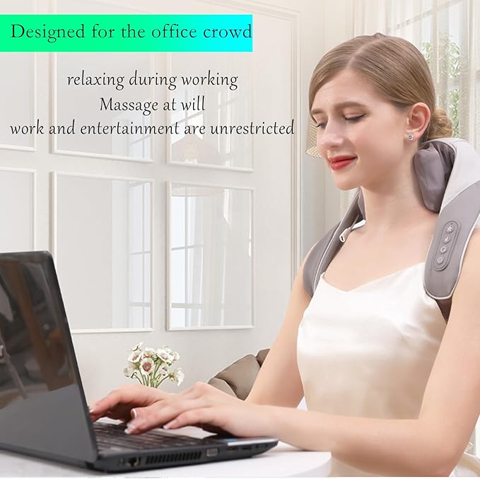 Mini 6D Neck Massager Back Neck Massager with Heat Electric Massager for Back &amp Shoulder Massage Pillow for Neck Back Shoulder Leg Deep Massage at Home for Muscle Relaxation