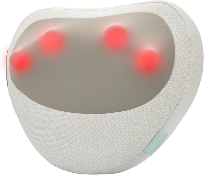 HoMedics Heated Shiatsu Massage Pillow for Neck Back and Shoulder Pain. Portable Cordless Deep Tissue Massager. Create Your Own Massage Chair for Bed Floor or Couch