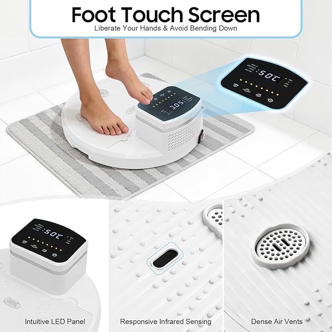 Full Body Dryer After Shower 1400W Body Heater Blow Dryer Body Care Dryer with 4 Wind Speeds and Cold/Warm Foot Touch Screen Load Capacity 308.65lbs for Home Bathroom White