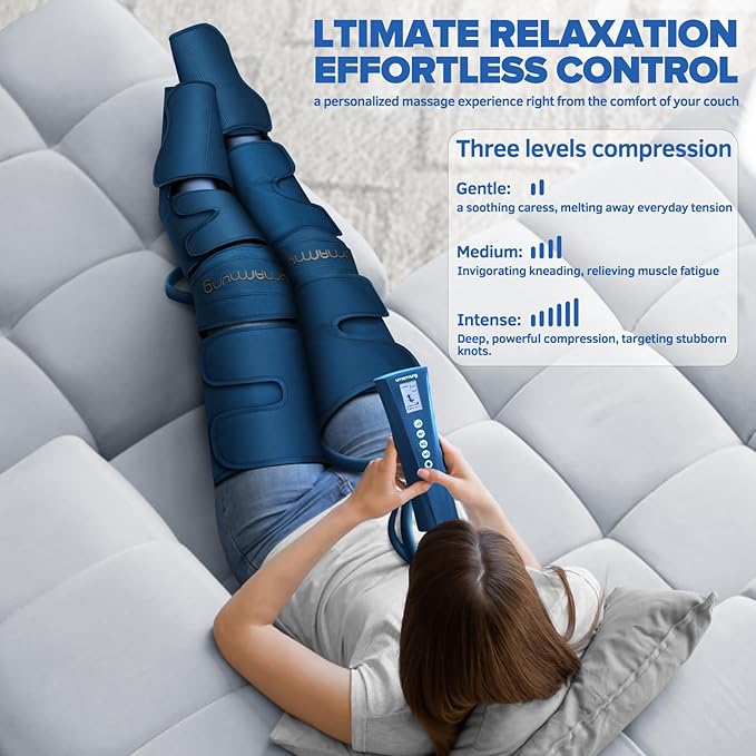 Air Compression Leg Massager with Heat - Ideal Christmas Mother's Day and Father's Day Gifts for Men Women Dad Mom - Relieves Foot and Knee Pain Eases Varicose Veins Cramps Swelling and Edema