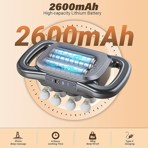 16 Head Massage Gun Deep Tissue 2026 Upgrade Back Muscle Massager with 9 Modes &amp 9 Intensities2600mAh6H Runtime Quiet Percussion Massager for Legs Waist Back Muscle Pain Relief