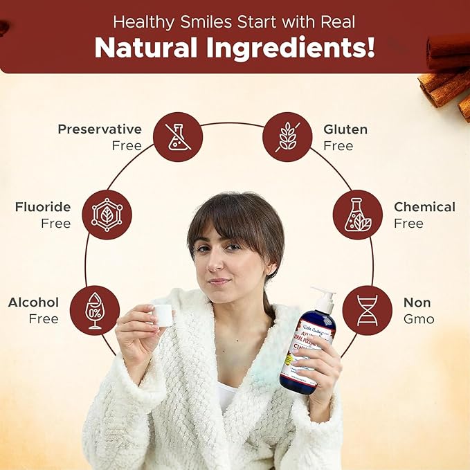 Dale Audrey Nano Hydroxyapatite Mouthwash Oil Pulling for Teeth and Gums | Cinnamon Flavored Organic Mouthwash for Bad Breath | Essential Oils for Teeth Whitening &amp Fresh Breath Natural Mouthwash