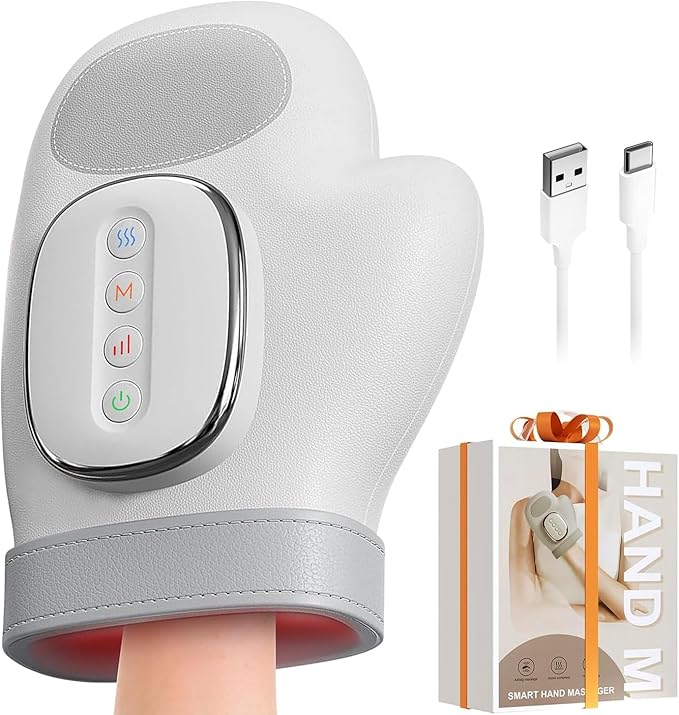 Smart Hand Massager with Heat Compression Relief for Arthritis &amp Carpal Tunnel Relief Cordless Portable Therapy Glove Electric Shiatsu Wrist/Finger/Palm Massager