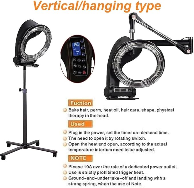 Salon Orbiting Hair Dryer Digital Control Wall Mount Hair Dryer Hair Color Processor Dryer Accelerator w/Wall Mount Adjustable Timer and Temperature