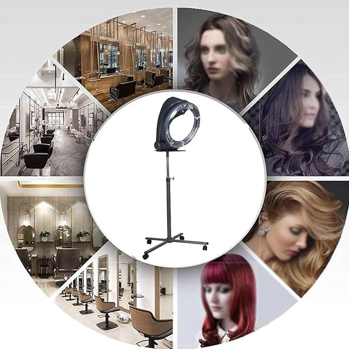 Hair Color ProcessorProfessiona Orbiting Infrared Hair Dryer Freestanding Rotating 3-in-1 Salon Hair Dryer Adjustable Standing with Rolling Base