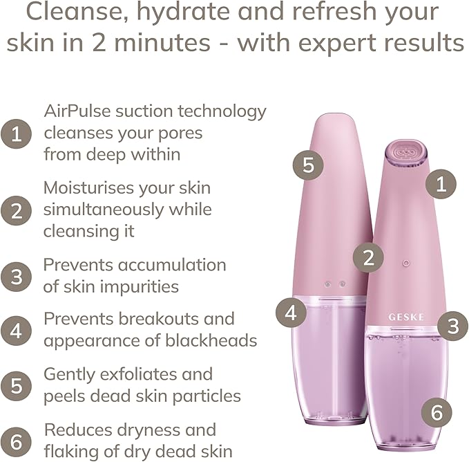 GESKE SmartAppGuided™ Aqua-Stream Face Cleanser | 8 in 1 | Deep Pore Cleansing | Impurities Prevention | Blackhead Extraction | Reduce Red &amp Dry Skin | Use with Our Aqua-Stream Solution