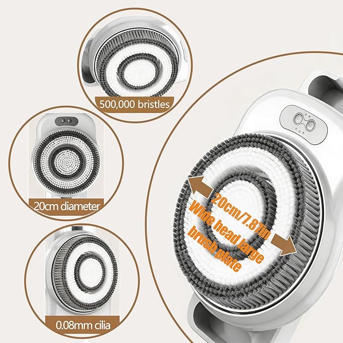 Shower Back Cleaner Wall-Mounted Electric Back Massager 20cm Wide Brush Head 360° Rotation Exfoliation &amp Massage