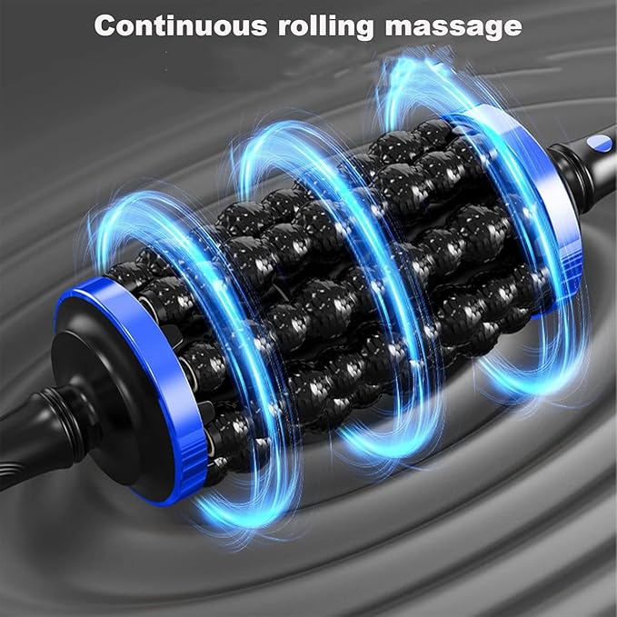 Electric Rolling Percussion Massager Deep Tissue Muscle Massager and Back Roller 5-Speed Rechargeable for Legs Foot &amp Calf Massage (Blue)