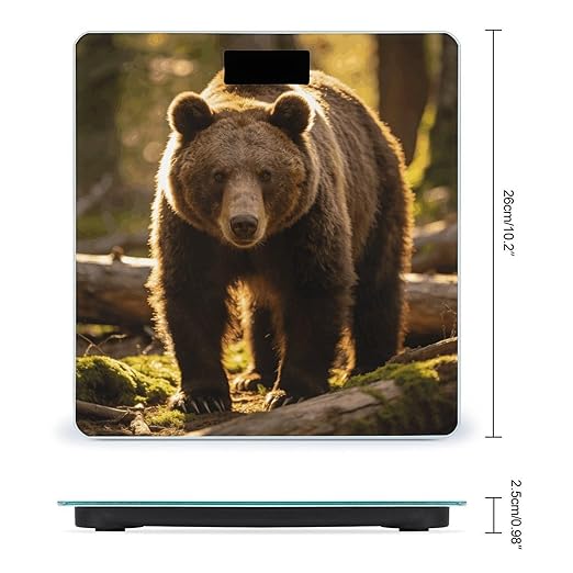 Brown Bear Weight ScaleClear LED Display Bathroom Digital Weighing ScaleTempered Glass Digital Bathroom Scale for Body Weight Capacity Up to 400 Lbs
