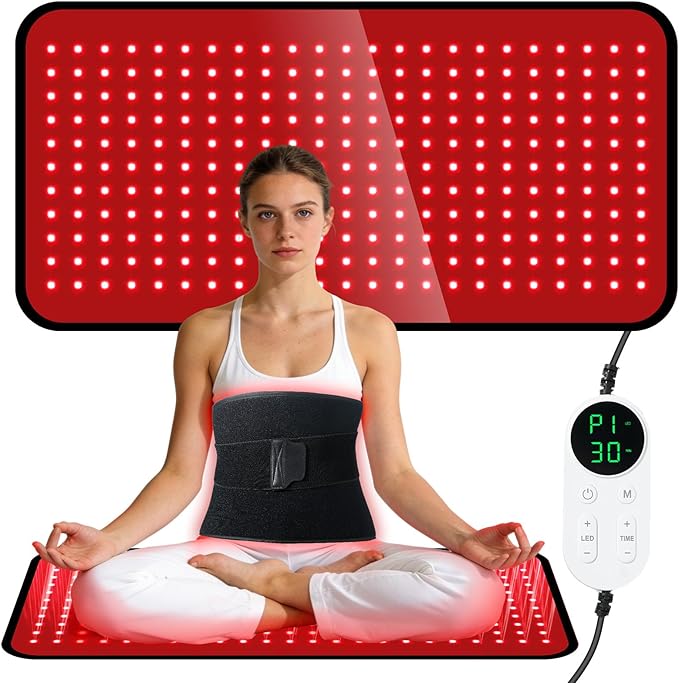 Full Body Red Light Therapy Mat with 253 LEDs 3-in-1 660nm &amp 850nm TPU Infrared Light Blanket 24 x 12 Foldable Therapy Pad with Timer Controller Pulse Modes for Home Use 48W