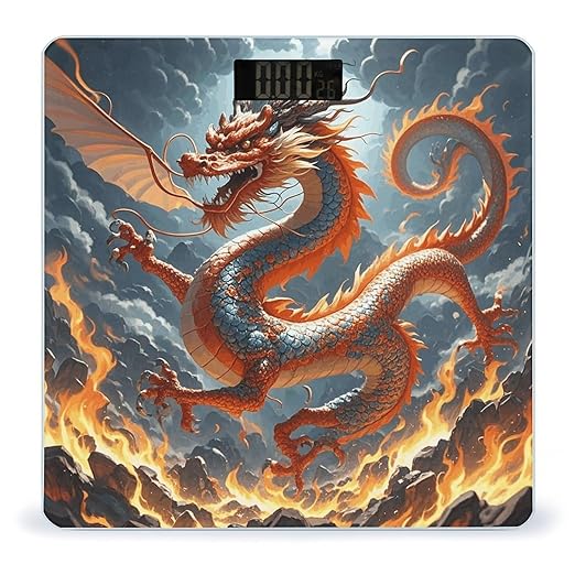 Fire Chinese Dragon Scale for Body Weight Digital Bathroom Scale Toughened Glass High Precision Scales for Body Weight with Large LCD Backlight Display Weight Scales