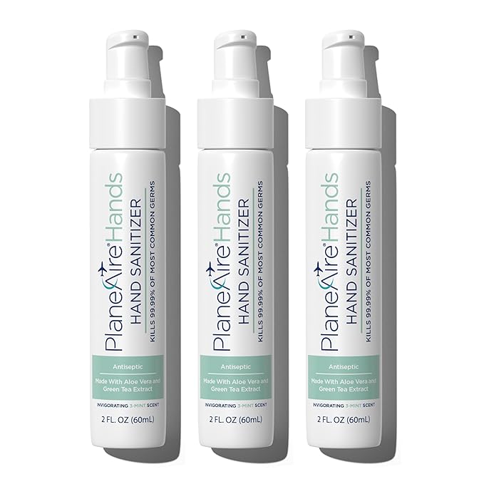 3-Mint Gel Hand Sanitizer | Soothing Moisturizing Hydrating | Travel Size | With Aloe Vera &amp Green Tea Extract | Mint Oil Blend with Peppermint Essential Oil | For Cars Backpacks Travel | 3-pa