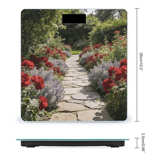 Crimson Red and Sage Floral Vatika Smart Scale for Body Weight Digital Bathroom Scale Toughened Glass Weight Scale with Large LCD Backlight Display High Precision Scales Weighing Machine