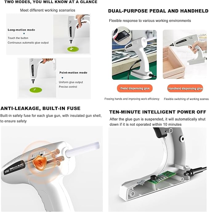 Hot Glue Gun Kit with Sticks Fast Preheating Hot Melt Glue Gun and Sticks Set Heavy Duty Glue gunSmart Reflux Design 3mm Glue Hole Diameter