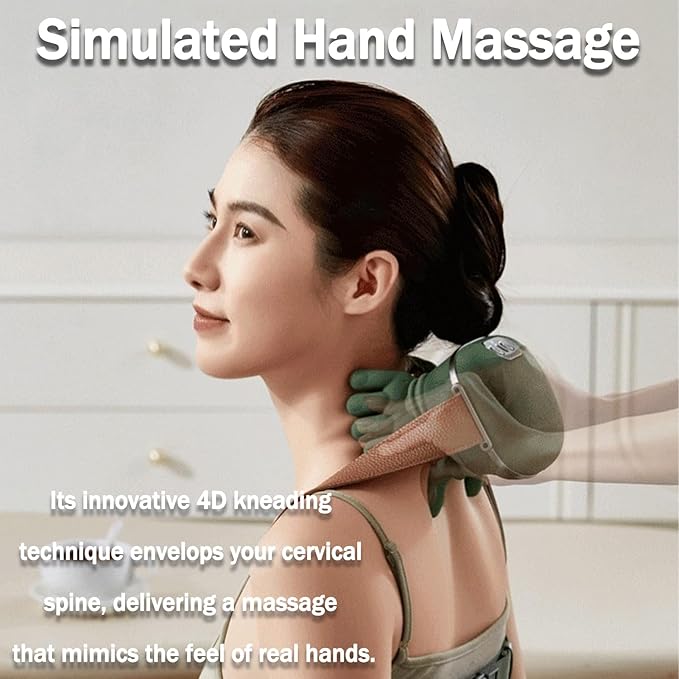 Neck Massager with Fingers - 2026 Neck Massager with HeatWireless Design Lightweight Solution with Heating Function (Green)
