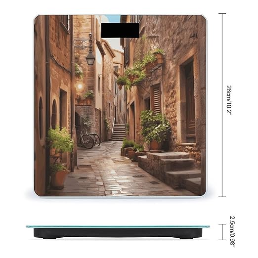 Italian Street Digital Bathroom Scale for Body Weight with High Precision Digital Weighing Scale with BMI Clear LCD Display and Step-On Measures Weight Up to 180kg