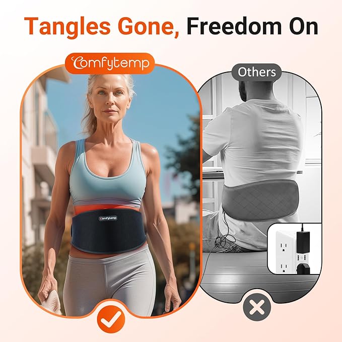 Comfytemp 5000mAh Portable Red Light Therapy Belt for Body Wearable Near Infrared Light Therapy Wrap 13W Light Wrap for Waist Belly Lower Back Joint Muscle 50''x7''