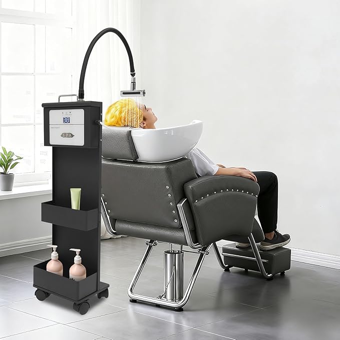 Professional Head Spa Machine with Constant Temperature &amp Waterfall Flow | All-in-One Mobile Head Spa System with 360° Hose for Salon-Grade Scalp Care at Home (Four-Sided Water Outlets)