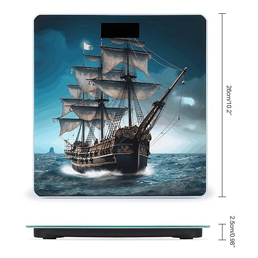 Digital Bathroom Scale for Body Weight Scale with Bright LCD Display High Accuracy Step-On Technology Auto On/Off Pirate Ship Digital Scales 400 Lbs /180kg