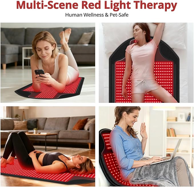 Full-Size LED Light Pad 1370 LEDs 74.8 × 33.5 in Dual 660nm Red &amp 850nm Infrared for Home Relaxation