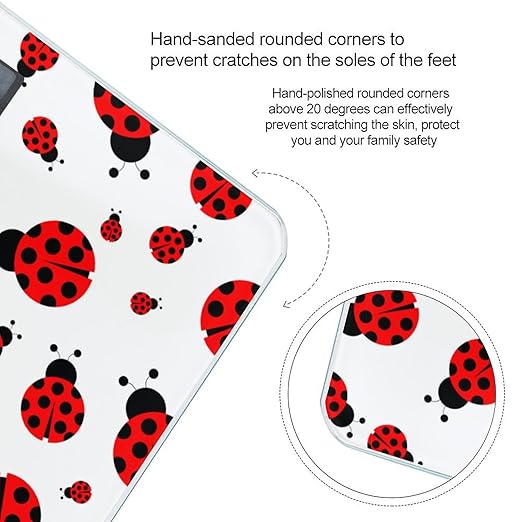 Ladybug Red Black Dots White Smart Square Scale with Digital Display for Bathroom Scale