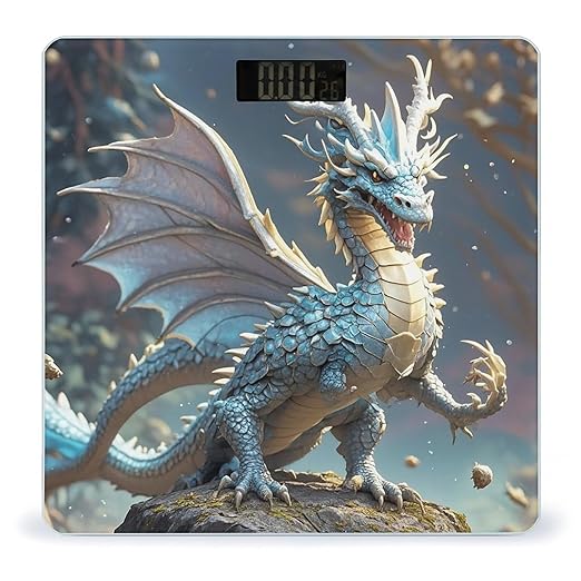Fantasy Style Dragon Bathroom Scale for Body Weight Bathroom Weighing Scales with Back Lit LED Display Sturdy Tempered Glass Body Weight Bathroom Scale 400lb Weighing