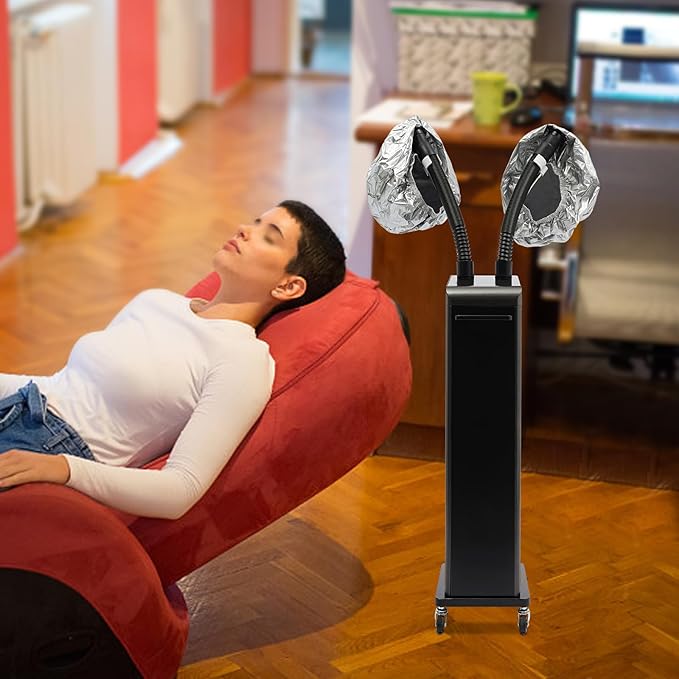 Hair Steamer700W Adjustable Temperature and TimeMulti-Function Standing Hair Steamer with Wheelsfor Hairdressing Salons Barber Shops110V